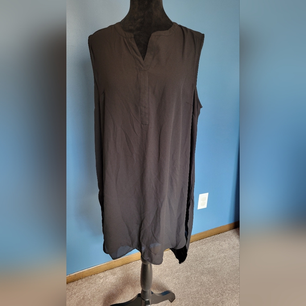 Woman's sheer black lo g tunic
